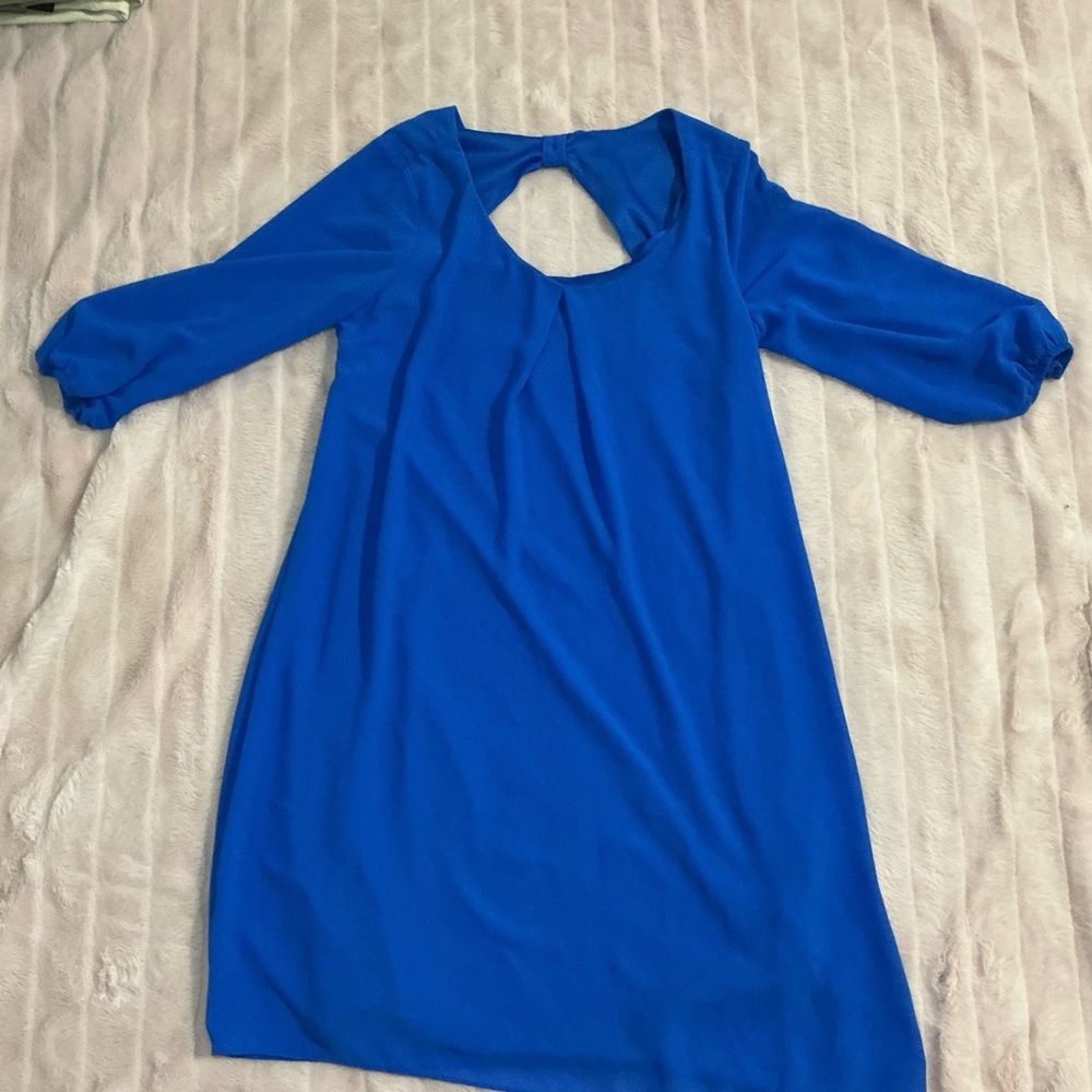 Vibrant Blue Dress with Keyhole Back